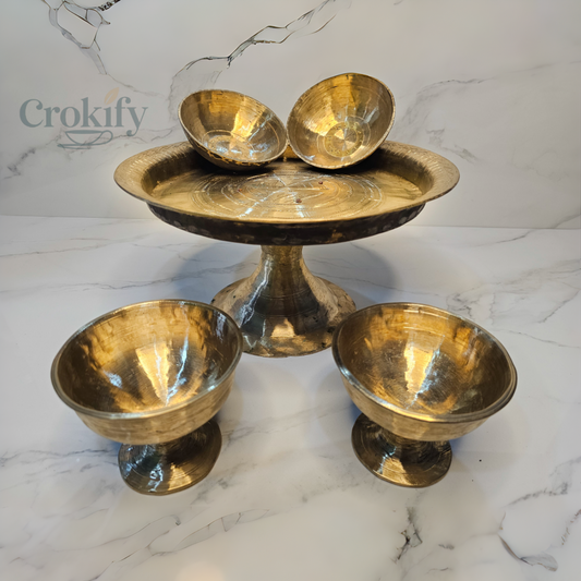 Traditional Bronze Serving Set – 1 Bankahi, 2 Banbati & 2 Kansa Bowls