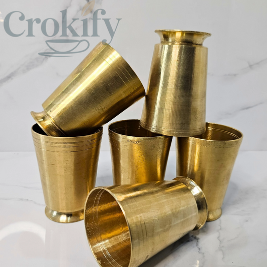 Handmade Pital (Brass) Glass – Traditional Tumbler from Assam 6P