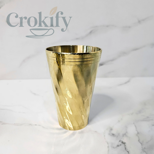 Handmade Curved Pital (Brass) Glass – Traditional Tumbler from Assam 1P